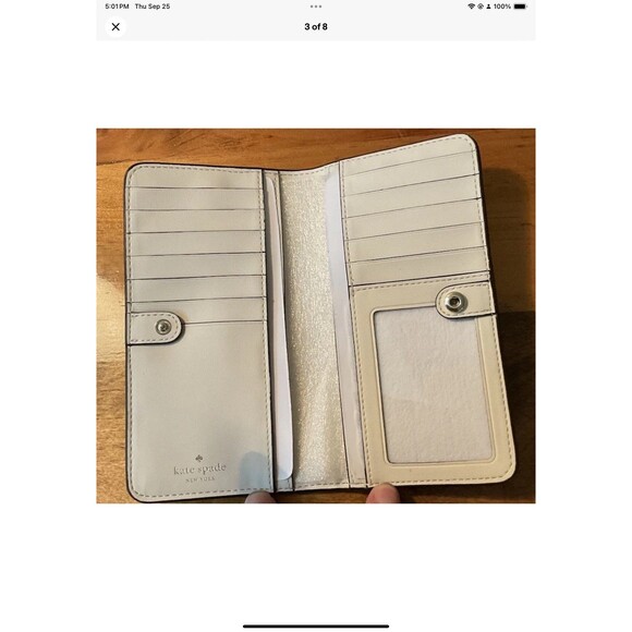 Kate Spade Darcy Large Slim Bifold Leather Wallet In Warm White NEW WITHOUT TAG - Picture 3 of 8